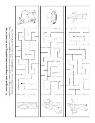 Aktiviti pej: Mi save helpem Jisas blong lukaotem mo karem i kambak sipsip blong Hem we i lus.