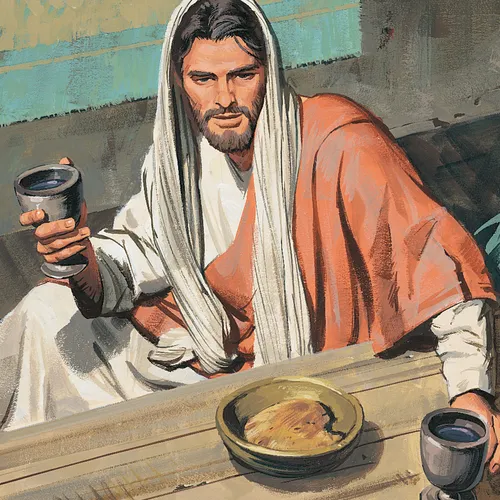 Jesus passing around goblets