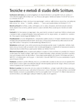 foglio, tecniche e metodi di studio delle Scritture.