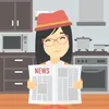 woman reading newspaper