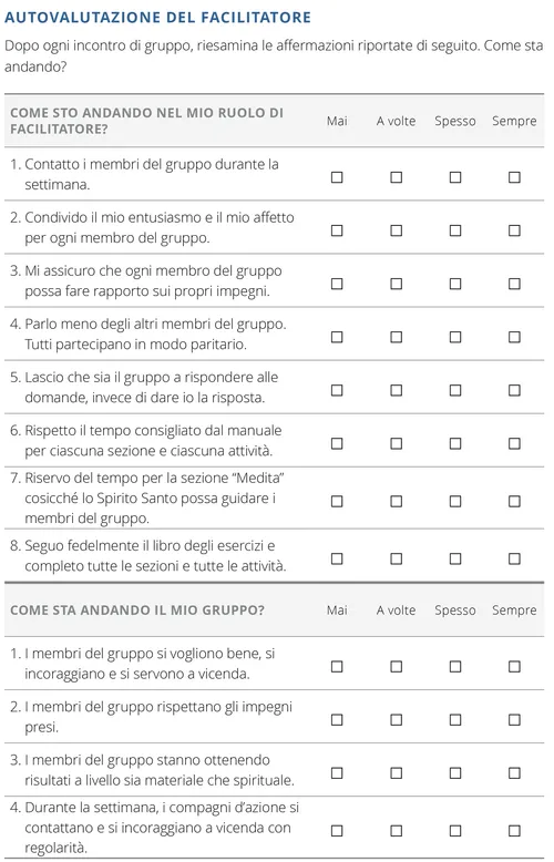 Autovalutazione del facilitatore