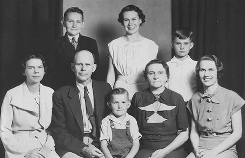 L. Tom Perry with parents and siblings