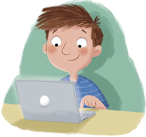 boy looking at laptop