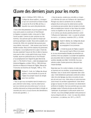 handout, Latter-day Work for the Dead