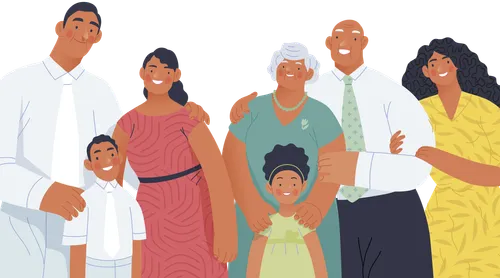 family standing with boy dressed in white for baptism