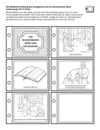 Seite mit der Aktivität für PV-Kinder: Die Wiederherstellung des Evangeliums ist ein wunderbares Werk