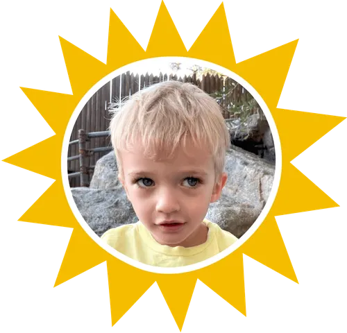 A young boy named Owen Neibaur with an yellow hi light around his face.
