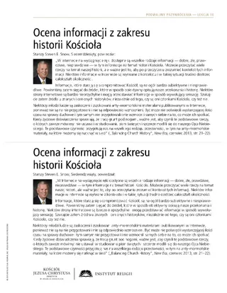 ulotka, Ocena informacji z zakresu historii Kościoła