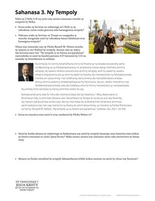 temple activity handout