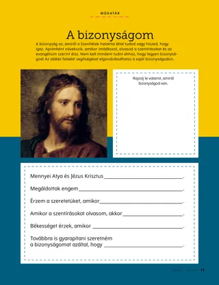 Tevékenység PDF-je Jézus Krisztus arcképével