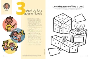 PDF della pagina con un’attività da colorare con dei regali di Natale