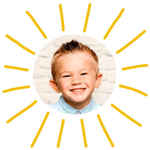 A young boy named Tucker Shepherd with an yellow hi light around his face.
