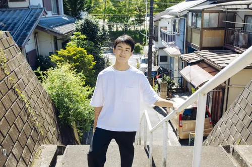 young man on a staircase