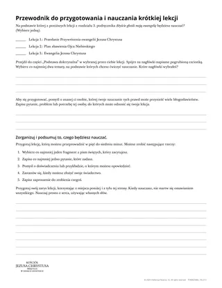 Przewodnik do przygotowania i nauczania krótkiej lekcji