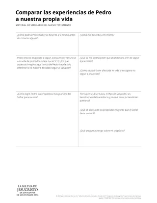 Handout on Likening Peter’s Experience