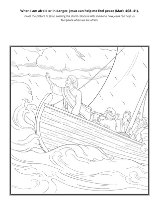 activity page: When I am afraid or in danger, Jesus can help me feel peace