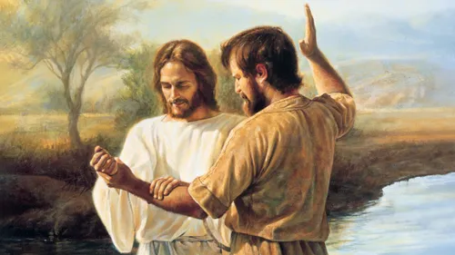 John the Baptist baptizes Jesus