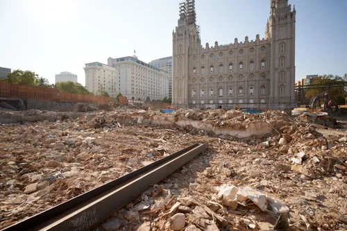 Construction on the Salt Lake Temple during September, 2020. These are the exterior walls. 