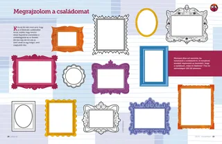 színezős PDF különböző képkeretekkel, amelyekbe arcképeket lehet rajzolni