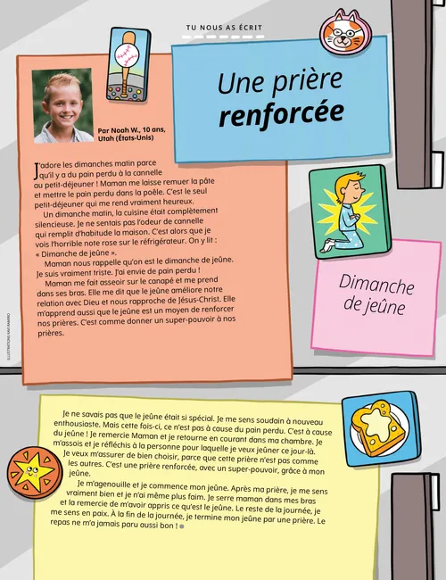 Page au format PDF avec une illustration représentant un réfrigérateur avec des aimants dessus