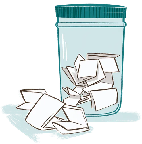 jar with folded papers in it