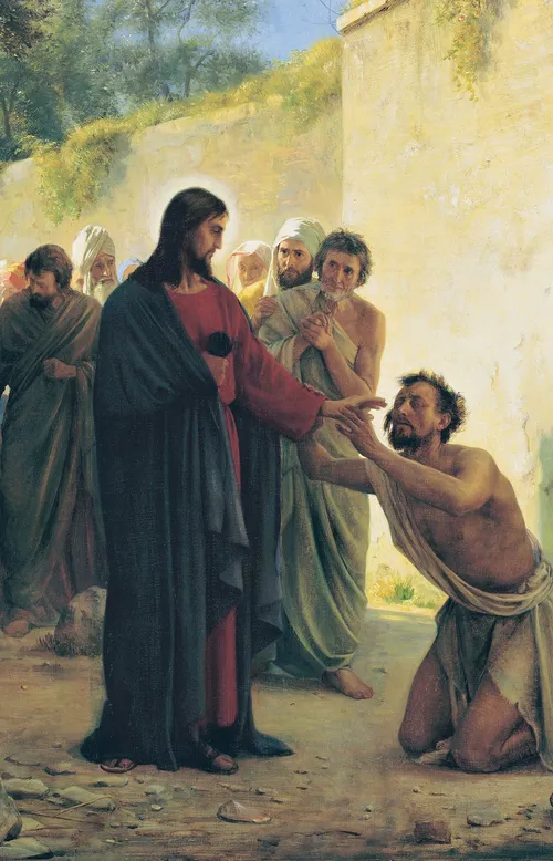 Healing the Blind Man, by Carl Heinrich Bloch [Akiza Umuntu w’Impumyi, by Carl Heinrich Bolch]