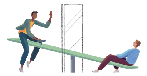 young men on a see-saw