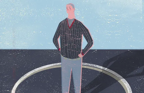 man standing in circle