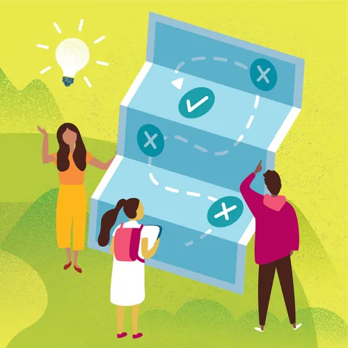 拿着地图的青少年