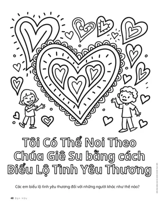 Trang tô màu trẻ em và những trái tim lớn