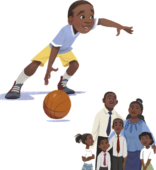 picture of Nathan playing basketball