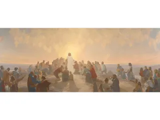 people kneeling at the feet of Christ