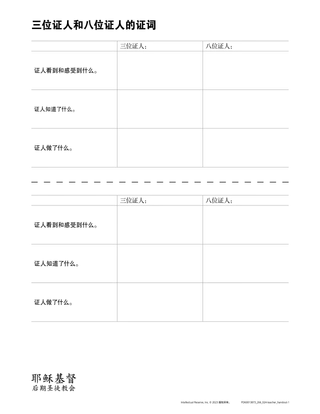 testimony of three and eight witnesses handout