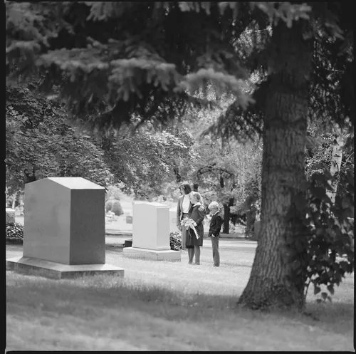 family at cemetery