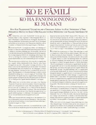 Ko e Fāmilí: Ko ha Fanongonongo ki Māmani