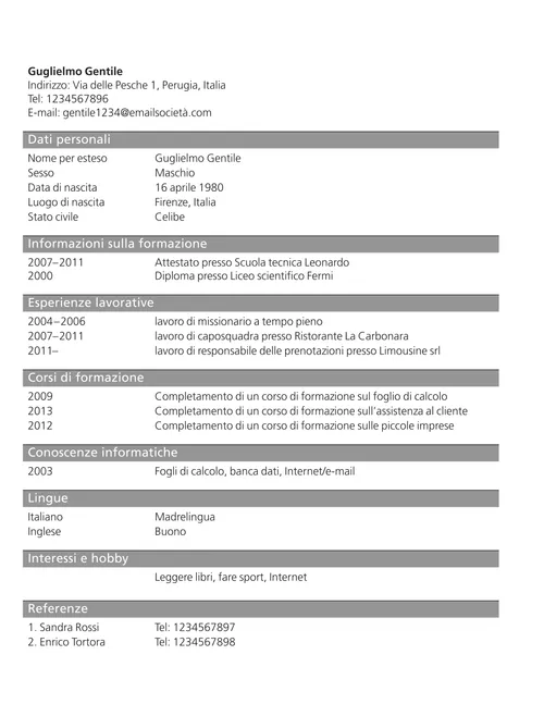 resume example