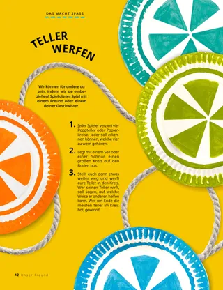 Bemalte Pappteller und Seil