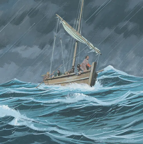 boat on stormy sea