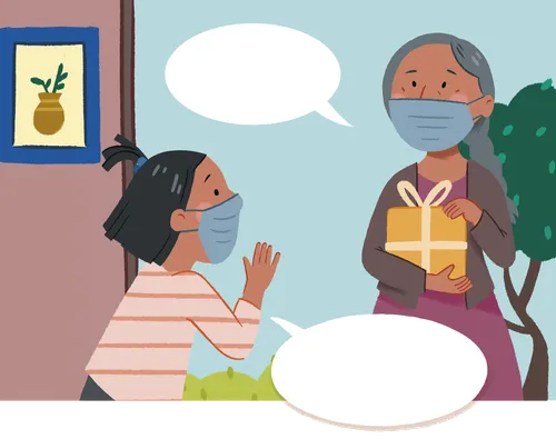 Beatrice talking to her neighbor