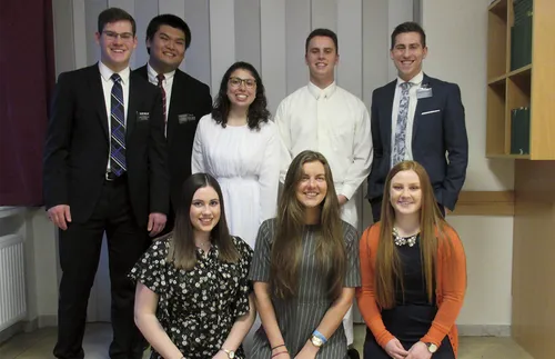 missionaries and young adults at Evita’s baptism