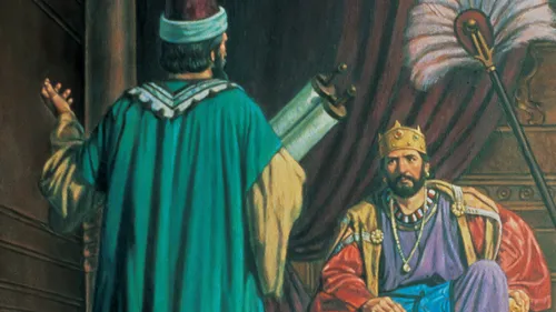 a scribe bringing a scroll to King Josiah