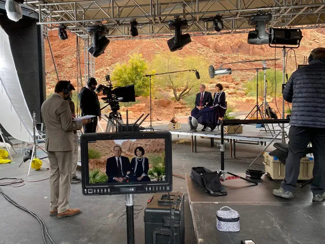 A screen shot of Elder Jeffrey R. Holland and his wife, Patricia, from their RootsTech Connect broadcast during Family Discovery Day on Saturday, February 27, 2021.