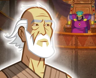 Abinadi looking at King Noah