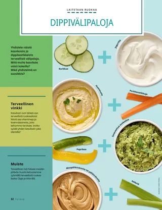 PDF-sivu, jolla on kuvia kasviksista ja dipeistä