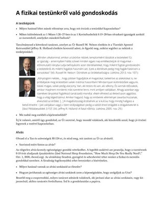 A fizikai testünkkel való törődés