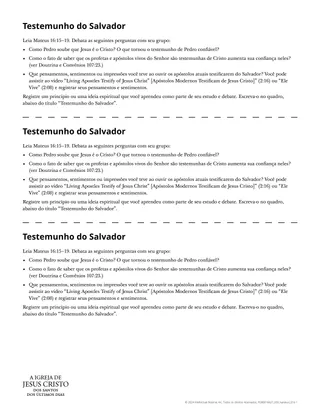 Material de apoio “Testemunho do Salvador”