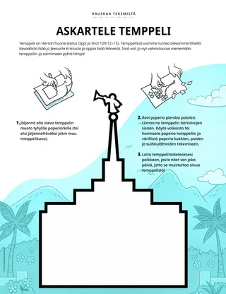 PDF-tehtävä, jossa askarrellaan temppeli paperista