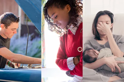 a composite image of different young adults