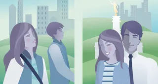 couple in front of temple