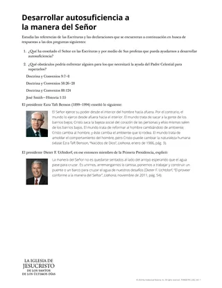 Desarrollar autosuficiencia a la manera del Señor